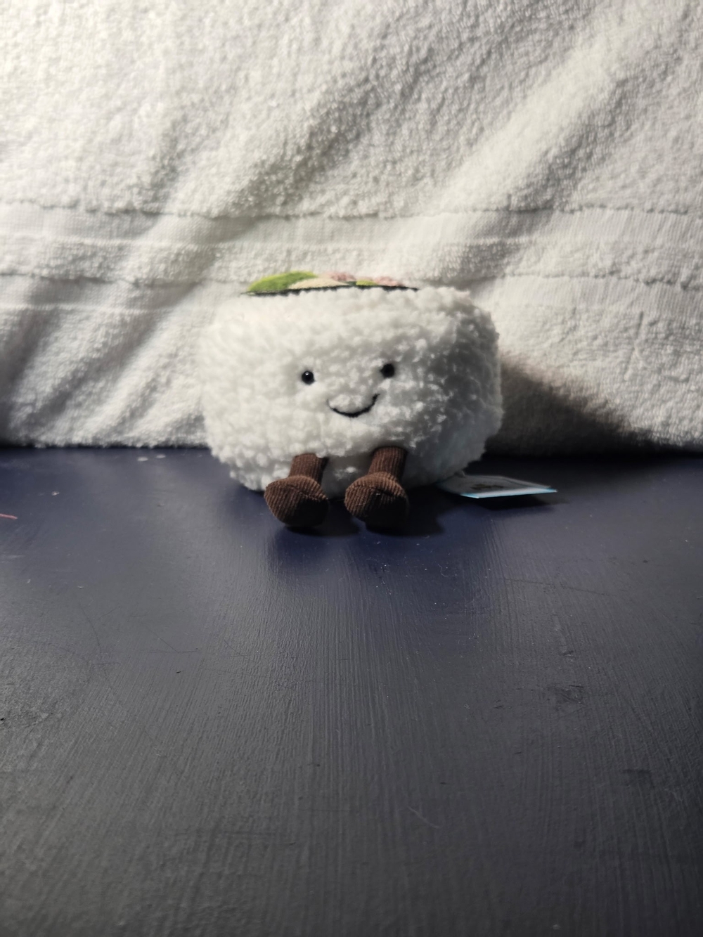 Jellycat White Plush Sushi Accent with Brown Legs and Green Accent